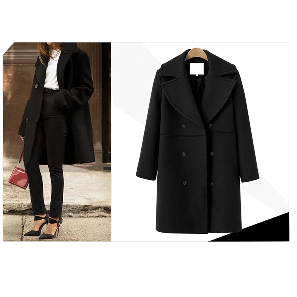 Amazon.com: Women Winter Wool Blend Coat Notch Lapel Jacket